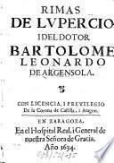 Rimas de Lupercio y del Doctor Bartolomeo Leonardo de Argensola