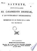 Saynete intitulado El casamiento desigual, y los gutibambas y muzibarrenas