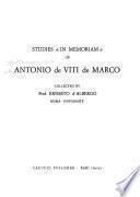 Scritti in memoria di Antonio de Viti de Marco