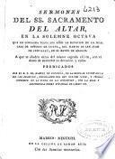 Sermones del SS. Sacramento del altar