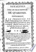 Sermones para las ferias menores de Quaresma