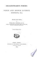 Shakespeare's Poems: Venus and Adonis, Lucrece, Sonnets, Etc