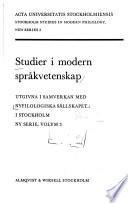 Stockholm studies in modern philology