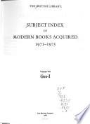 Subject Index of Modern Books Acquired