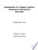 Summaries of CANMET Energy Research Contracts, 1979-1982