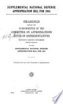 Supplemental National Defense Appropriation Bill for 1941