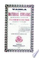 Tabla de las materias cursadas el decimo tercio ãno escolar en el Seminario de Santo Toribio por la que seran examinados sus alumnos en las dias 25 y siguientes de Diciembre, etc