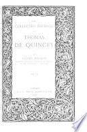 The Collected Writings of Thomas De Quincey