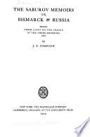 The Saburov; Or Bismarck & Russia