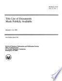Title List of Documents Made Publicly Available