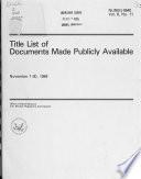 Title List of Documents Made Publicly Available