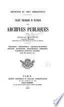 Traité théorique et pratique des archives publiques