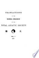 Transactions of the Korea Branch of the Royal Asiatic Society