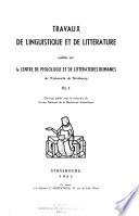 Travaux de linguistique et de littérature