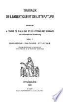 Travaux de linguistique et de littérature