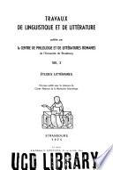 Travaux de linguistique et de littérature