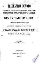 Trecenario devoto al sol brillante de la Iglesia ... San Antonio de Padua para consuelo de sus devotos, etc