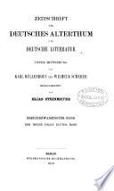 Zeitschrift fur Deutdches Alterthum und Deutsche Litteratur