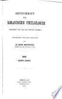 Zeitschrift Für Romanische Philologie
